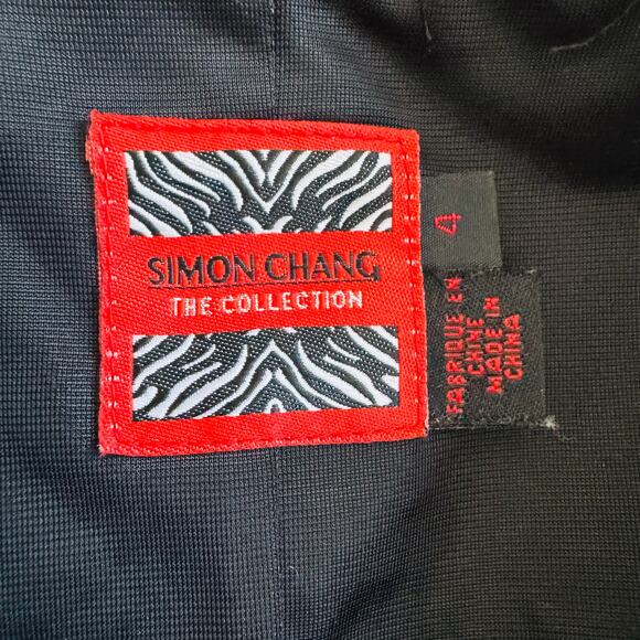 Simon Chang Black Eyelash Trim Ribbed Open Cardigan Jacket Tie Waist Size 4 - Picture 8 of 14